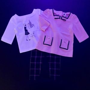 Janie and Jack Pink & Navy Blue Bow Set